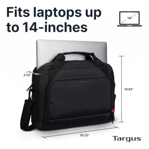 Targus 15–16 Inch Classic EcoSmart Laptop Briefcase – Slim Water-Resistant Laptop Bag with Padded Sleeve, Anti-Theft Zips, Shoulder Strap & Trolley Strap, Eco-Friendly Work Bag, Black (CN415GL) — view 4