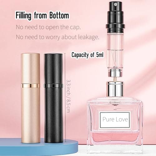 Vinuwu Refillable Perfume Atomiser 2 Pack 5ml (Black+Gold) — view 2