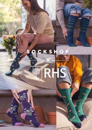 HEAT HOLDERS RHS The Royal Horticultural Society Women's Thermal Socks x RHS 1.6 TOG, Warm, Wellington Boot Socks, Fruit, Floral & Botanical Patterned, Gift, 1 Pair Size 4-8 Butterflies Denim 4-8 — view 6