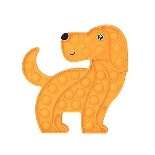 Ranzah Dog Shaped Pop Fidget Toy Silicone Bubble Sensory Toy for Kids & Adults – Stress Relief, Anxiety Relief, Autism, ADHD, Classroom & Travel (Orange Dog)