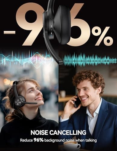 TECKNET Bluetooth Headset, Wireless Headset with Microphone Noise Cancelling for Work, BT6.0 with 60hrs Working Time, One Click Mute & Rotatable Mic Single Ear Headphone for Office/Call Center/Truck — view 2
