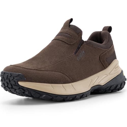 FitVille Men's Extra Wide Hiking Shoes,Slip On Trainers Outdoor Trekking Walking Shoes for Swollen Feet Charcoal Brown 14 UK Wide — view 3