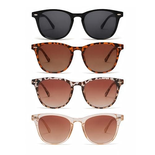 SDXCJY 4 Pairs Sunglasses for Women Retro Vintage Square Frame Ladies Sun Glasses UV400 Protection Trendy Shades (4 Pack)