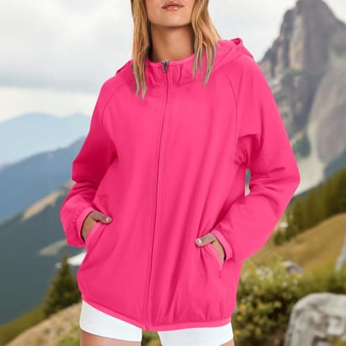 Anbiryeik Packable Waterproof Jacket Women Lightweight Breathable Raincoat with Pockets Windproof Softshell Outdoor Rain Jacket Functional Outwear for Walking Hiking Travel Running Cycling HPink XXL — view 2