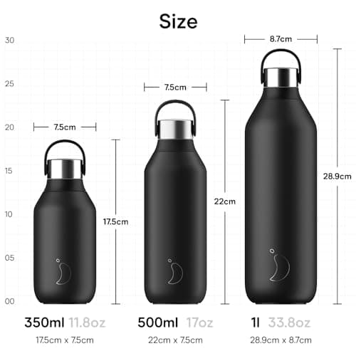 Chilly's Series 2 Stainless Steel Water Bottle - Abyss Black, 500ml — view 5