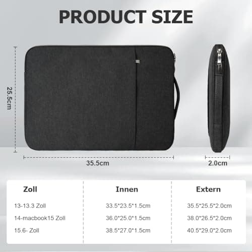 Flintronic Laptop Sleeve for 13 Inch, Water Resistant Laptop Sleeve, Portable Mens Lap-top Bag with Pockets and Compartments, Compatible with MacBook, Asus, Dell, HUAWEI 13 Inch Lap-top (Black) — view 2