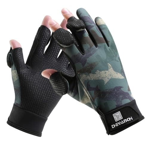 GJV Winter Fingerless Fishing Gloves for Men & Women, Windproof Cold Weather Touchscreen Warm Motorcycle Cycling Gloves for Photography Hunting Ski Driving (Camouflage Green, M)