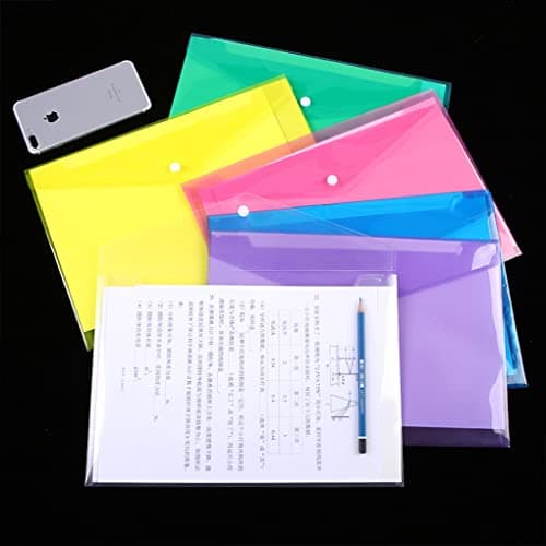 Plastic Wallets Folder - 12 Pack A4 Clear Document Folders Plastic Popper Wallet with Button Closure (Purple) — view 4