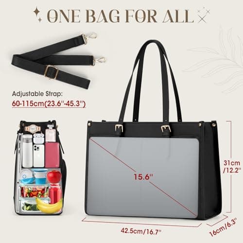 RAINSMORE Laptop Work Bags for Women with Insulated Lunch Compartment Large — view 5