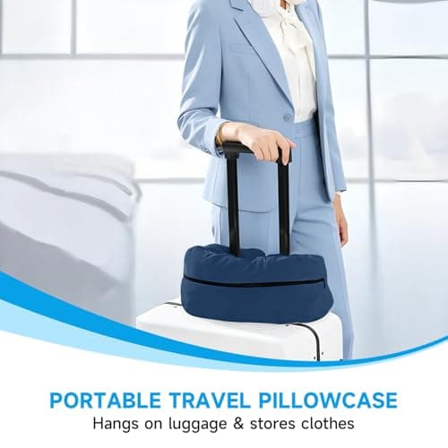 Stuffable Neck Pillow for Travel, Raised Neck Support Travel Pillow Stuffable with Clothes for Extra Luggage Space, Adjustable Strap, Relax with Soft Head Support for Airplane, Camping, Train, Hiking — view 6