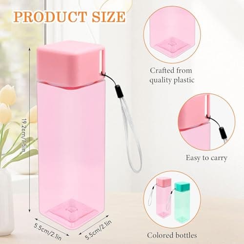20 Pack 450ml Square Plastic Water Bottles, Multicolour Drinks Bottles — view 2