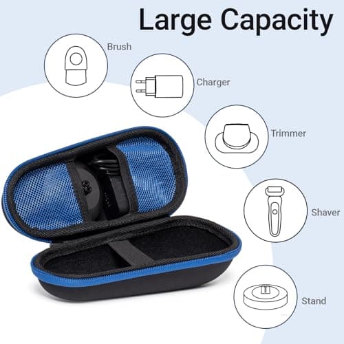 Nincha Electric Razor Case for Braun Series 3, 5, 7, 9 Shavers, Hard Shell EVA Travel Case with Charger Storage, Shaver Protective Carrying Case with Carabiner Black&Blue — view 5
