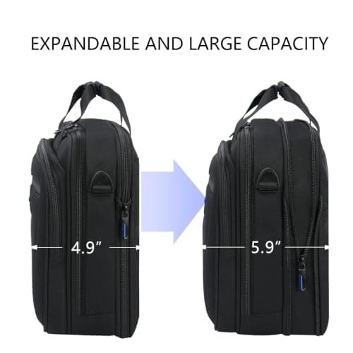 VANKEAN Laptop Briefcase Premium Laptop Case Fits Up to 15.6 Inch Business Shoulder Bag Laptop Expandable Water-Repellent Messenger Bag for Men/Women Computer Bag for Travel/Business/Black-Blue — view 6