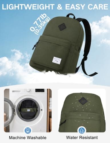 Kasgo 17.3L Lightweight School Backpack for Teens & Tweens, Green — view 6