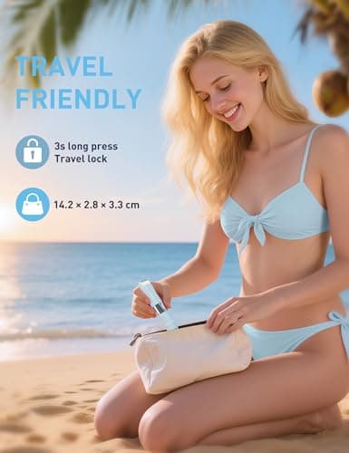 Bikini Trimmer Women 2-in-1 Facial Hair Remover for Women,USB-C Razors Woman,Dual Head Shaver Woman with Light for Intimate,Lady Shavers for Pubic Hair for Lip Underarm Body,Travel Lock,Misty Blue — view 5