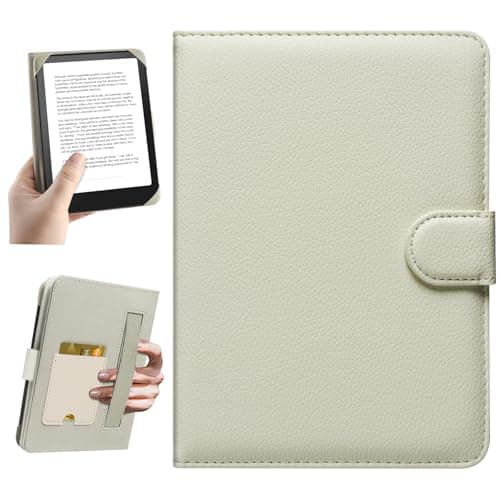 HoYiXi Universal Case for 6-inch Kindle eReader Compatible with Kobo/Voyaga/Pocketbook/Tolino E-book reader,6'' eReader Protective Cover with Built-in Card Slot,Black (Rice white, 6 inch)