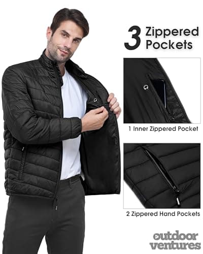 Outdoor Ventures Men's Puffer Jacket Packable Lightweight Quilted Jacket — view 5