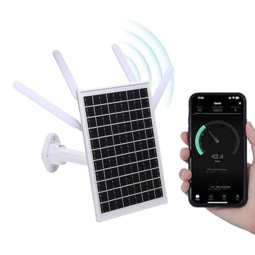 GOWENIC 12W Solar Powered 4G LTE Modem Router, 300Mbps Outdoor Solar WiFi 6 Extender with SIM Card Slot, IP66 Water Proof, 150M WiFi Range, 18000mAh Battery (Black Antennae)