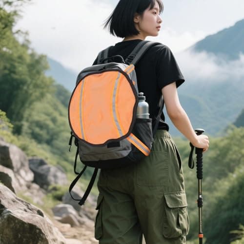 SEWACC Orange Safety Panel with Reflective Strips for Backpack Hiking — view 6