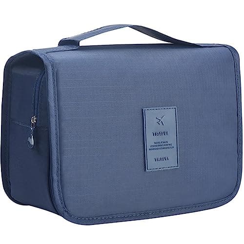 Travel Toiletry Bag, Hanging Toiletries Wash Bag Makeup Cosmetic Organizer Bags for Women Girls Kids Waterproof Foldable (Navy Blue)