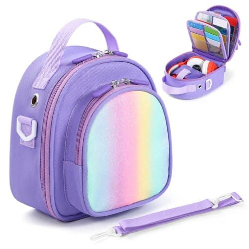 TATAVR Carrying Case Compatible with Yoto Mini, Card Holder Hold Up to 30 Cards, Travel Storage Bag with Adjustable Shoulder Strap for Audio Music Player & Headphone, Bag Only (Purple)