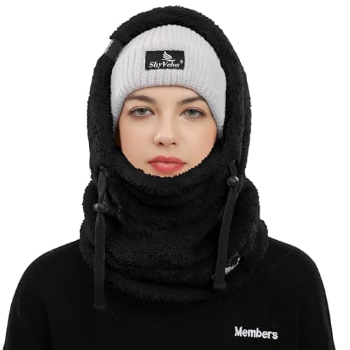 Shy Velvet Thermal Balaclava Unisex Wind-Resistant Ski Mask Fleece Cycling Motorcycle Balaclava Men Face Coverings Women Cold Weather Face Mask Female Black — view 3