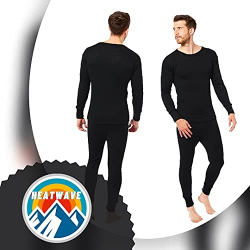 Heatwave® Pack of 2 Men's Extreme Thermal Underwear Set, Long Sleeve Top & Long Johns Set, Winter Thermals, Large Black — view 4