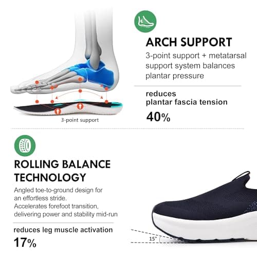 Mens Trainers Slip In Free up Hands Shoes Wide Toe Box Walking Sneakers — view 3