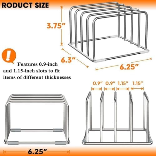 Cutting Board Holder Stand, Stainless Steel Chopping Board Rack, Space Saving Non Slip Organizer for Kitchen Offices Files Cookware Pans Home Indoor — view 4