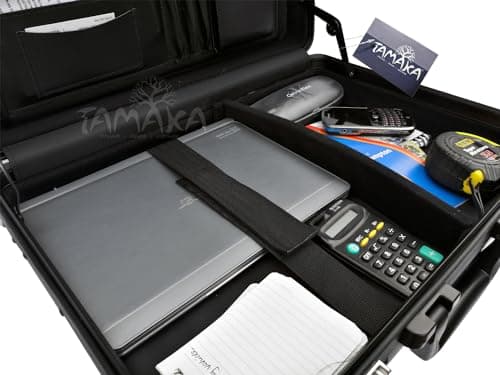 TAMAKA® Premium Solid Aluminium Executive Laptop Padded Briefcase Hard Metal Attache Case TSA Approved Combination Lock Carbon Black for Men Women - 12-17.5" — view 4