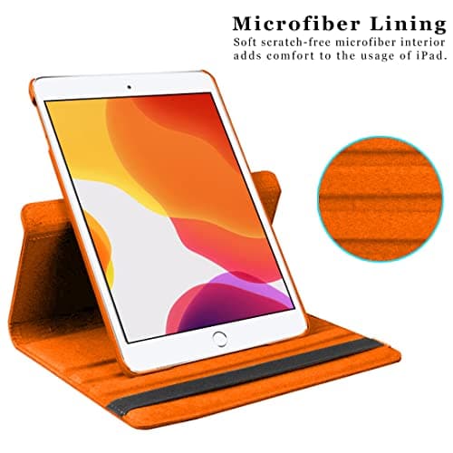 DV 360 Degree PU Leather Rotating Stand Swivel Case for iPad Mini 5 (A2126 / A2124 / A2133 / A2125), iPad Mini 4 (A1538 / A1550), Folio Cover, Hardback and Shockproof (Orange) — view 4