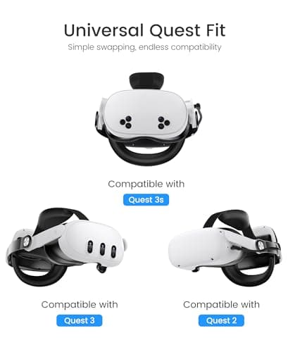 VR Head Strap with 10000mAh Battery for Meta Quest 3/Quest 3S/Quest 2,Comfortable Elite Strap with 45° Flip-Up Design, Adjustable VR Headset Accessories with Magnetic Detachable Battery Pack — view 2