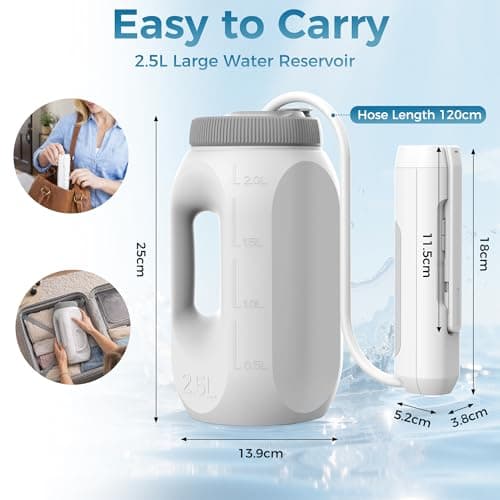 Bostar Electric Bidet with 2.5L Water Tank, 2 Spray Modes 4 Adjustable Pressures Portable Handheld Travel Bidet Kit Waterproof for Outdoor Camping Personal Care — view 5
