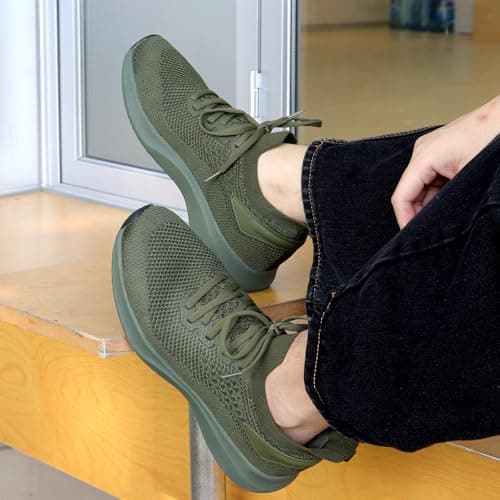 Giniros Men Trainers Slip On Sneakers Gym Walking Tennis Sport Green 9UK — view 2