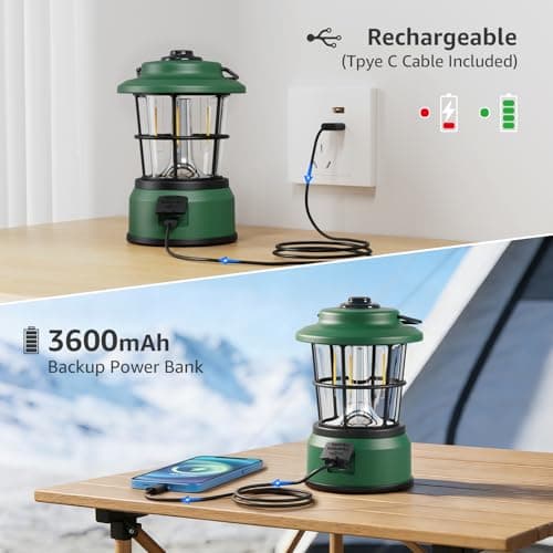 Lepro Rechargeable Camping Lantern, 3600mAh Retro Dimmable Tent Light — view 4