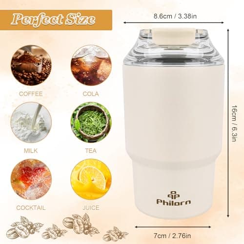 Philorn Coffee Cup Travel Mug, 14OZ/400ml Insulated Coffee Cup — view 2