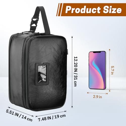 SWISSELITE Leather Toiletry Bag for Men, Water Resistant Dopp Kit for Toiletries Accessories with Wet/Dry Separation, Travel Essentials Shaving Bag Bathroom Organizer for Travel Gym Dorm (Black, L) — view 2