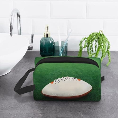 ZhRiYan Travel Cosmetic Bag â€“ Reusable Dopp Kit with White Rugby Ball Full-Sided Print for Toiletry, Makeup, Accessories, and More, White, One Size, White, One Size — view 5