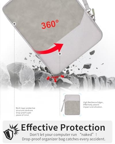 toergy Tablet Sleeve for Lenovo Yoga Tab Plus 12.7 inch, Fully Protective Case, Lightweight Portable Water-Resistant Carrying Bag, Grey — view 5