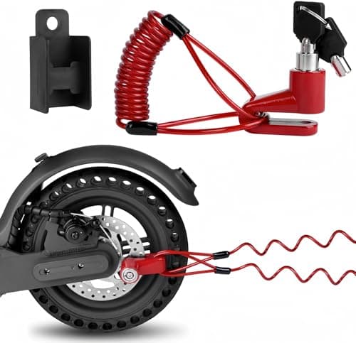 Ainiv Bike Lock, Disc Brake 1300mm/12mm Cycling Cable Lock with 2 Keys,Electric Scooter Accessory Anti-Theft for Xiaomi M365/Pro,Bike, Electric Bike, Strollers, Lawnmowers, B Red (F5EU-3251078)