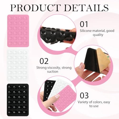 3pcs Silicone Suction Phone Holder,Multipurpose Sticky Grip Mount — view 3