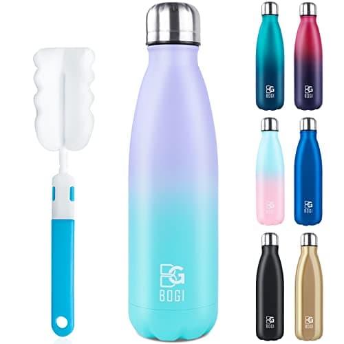 BOGI Insulated Metal Water Bottle, 500ml - Leakproof Stainless Steel - Keeps Hot & Cold - Sports Bottle for Girls & Boys - Mint