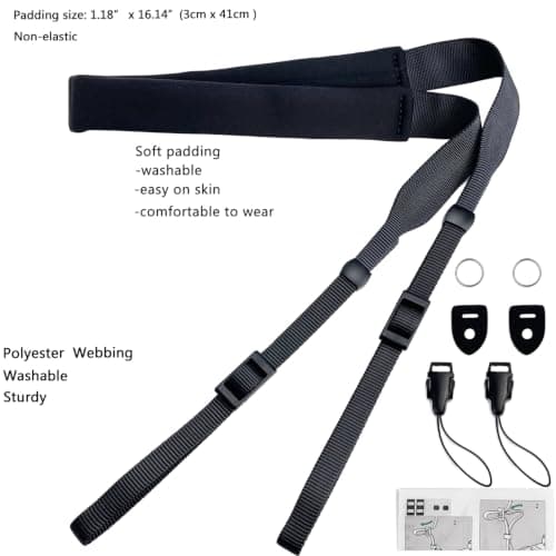 Camera Neck Straps Thin,Small Compact Camera Strap,Binoculars Strap with Quick Release Buckle,Washable,Soft Padding,Black — view 2