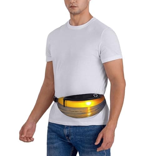 Sunset at Honeymoon Island State Park Print Bum Bag, Waist Fanny Packs with Headphone Jack and Adjustable Belt Cross Body Bumbags for Travel Running Jogging Workout Hiking — view 4