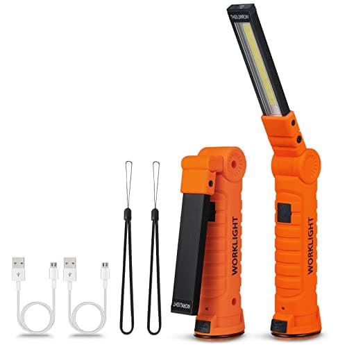 Vagocom LED Rechargeable Inspection Lamp Torch, Portable Work Light Super Bright Flashlight Torches Battery Powered with Magnetic Base for Home Use,Mechanic Tool,Useful Gifts for Mens him(2 Pack)