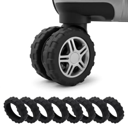 Heryson 8 Pcs Silicone Suitcase Wheel Protectors, Anti Scratch Noise Reduction Luggage Wheel Covers, Wear Resistant Spinner Wheel Protective Caps for Most Travel Trolley Suitcase Wheels