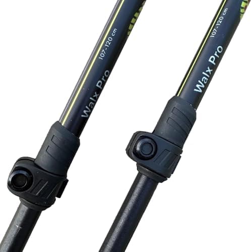 WALX PRO Total Body Walking Poles – Lightweight Adjustable Alloy Trekking Poles with Cork Ergo Grip, 15° Impulse Bend & External Lock – Fitness, Hiking, Nordic Walking & Rehab Use - 120-130cm — view 2