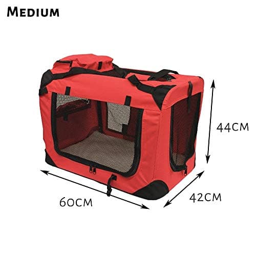 Petbarn Portable Soft Fabric Pet Carrier Folding Dog Cat Puppy Travel Transport Bag (Medium, Red) — view 3