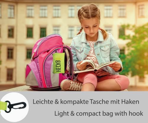 HECKBO Magic Satchel Backpack Rain Cover for Kids Boys Girls - Changes Colour in Rain - Dino Dinosaur - Reflective Stripes - Waterproof School Bag Protection - Water Repellent Rain Cover - Universal — view 3