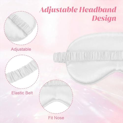 KFHENSOMR Silk Sleep Eye Mask 4 Pack Mulberry Silk Sleep Mask, Pink, White — view 3